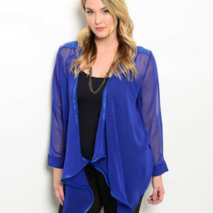 Crystal K Women's Plus Size Sheer Asymmetrical Cardigan Plus Size 1XL